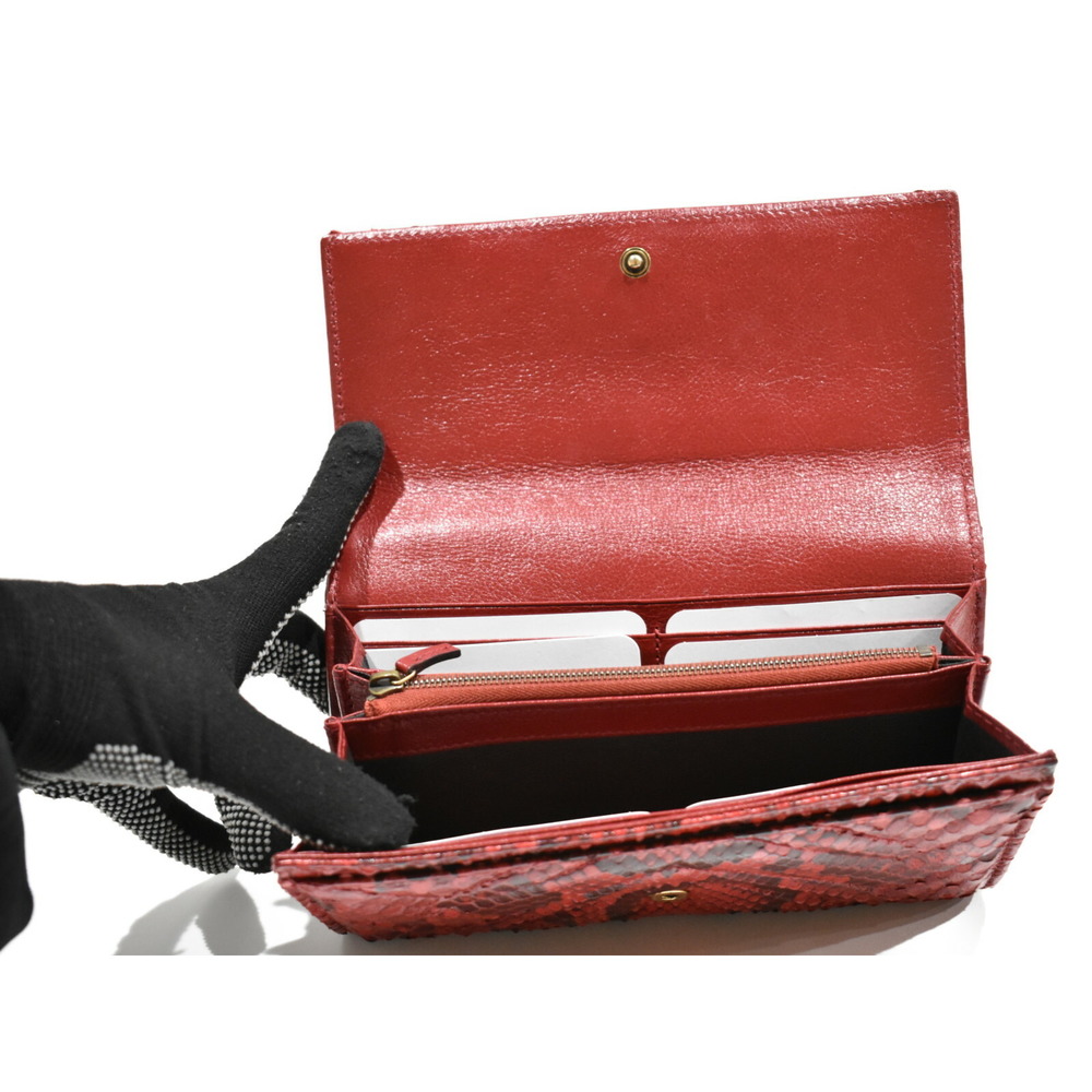 Gucci Continental Wallet Python Leather Red - image 7